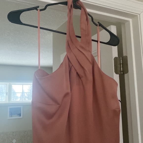 BHLDN Anthropologie Ruby Twist Halter Satin Gown Sz 16W NWT Rose Pink Sedona - Picture 6 of 6